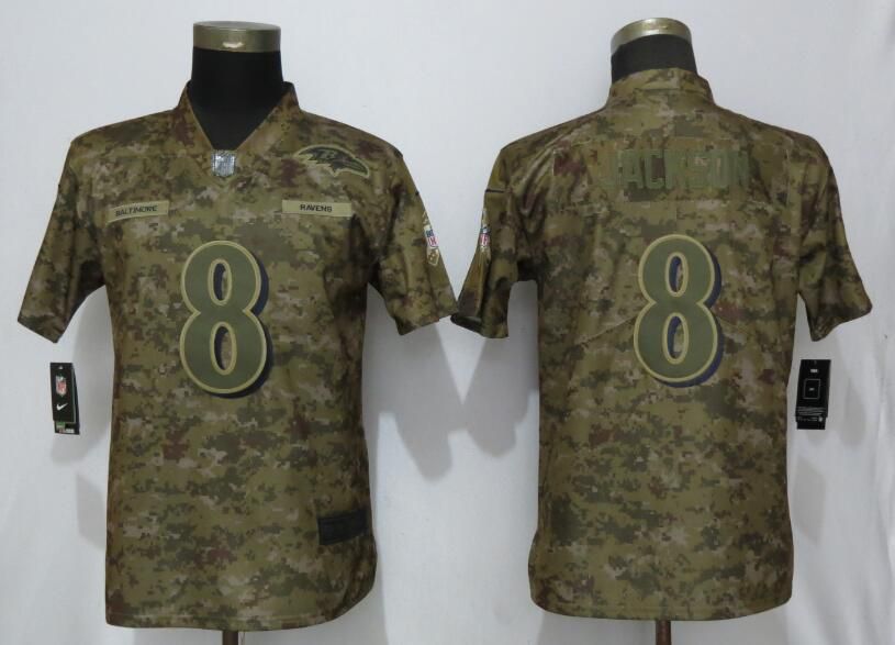 Women Baltimore Ravens #8 Jackson Nike Camo Salute to Service Limited NFL Jerseys->houston texans->NFL Jersey